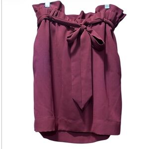 Express Burgundy Paperbag Waist Skirt